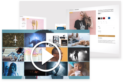 Ecommerce website with play button